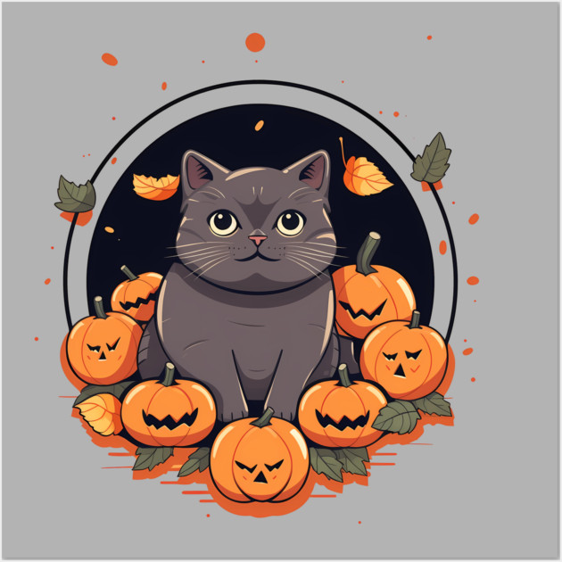 British Shorthair Cat Halloween, Cat Lover Wall Art by logiamerch