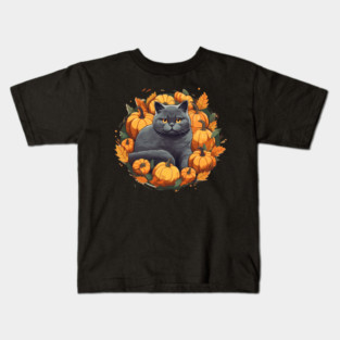 British Shorthair Cat Halloween, Cat Lover Kids T-Shirt
