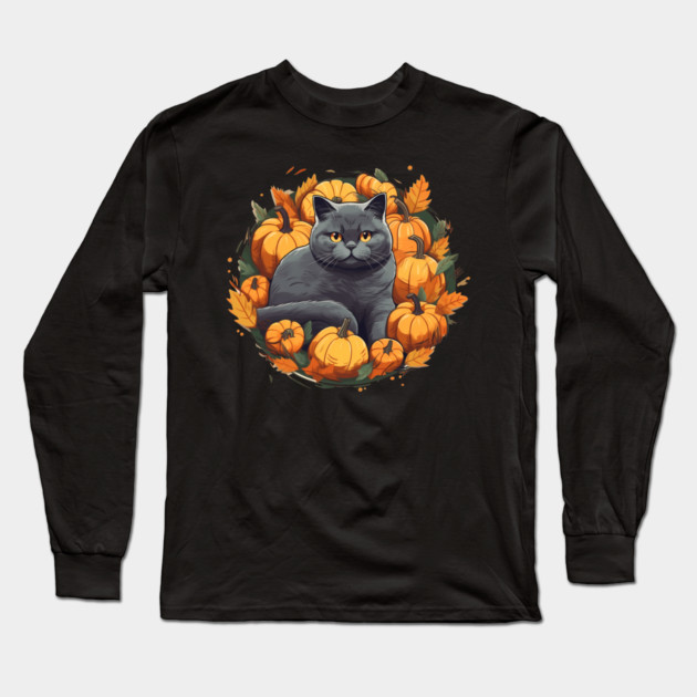 British Shorthair Cat Halloween, Cat Lover Long Sleeve T-Shirt by logiamerch
