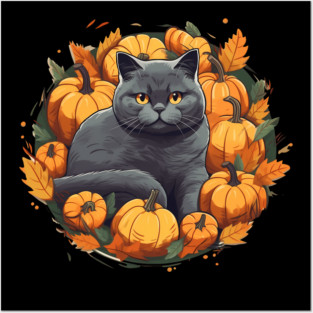 British Shorthair Cat Halloween, Cat Lover Posters and Art