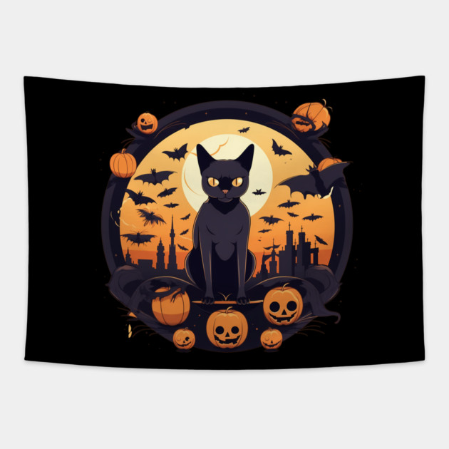 Burmese Cat Halloween, Cat Lover Tapestry by logiamerch