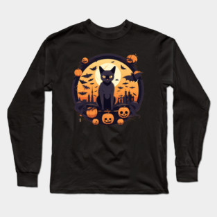 Burmese Cat Halloween, Cat Lover Long Sleeve T-Shirt