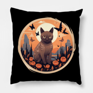 Burmese Cat Halloween, Cat Lover Pillow