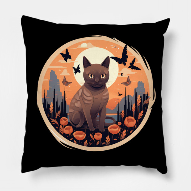 Burmese Cat Halloween, Cat Lover Pillow by logiamerch