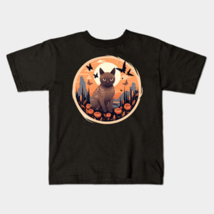 Burmese Cat Halloween, Cat Lover Kids T-Shirt