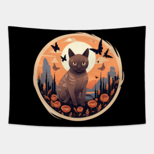Burmese Cat Halloween, Cat Lover Tapestry