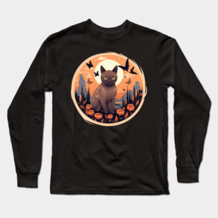Burmese Cat Halloween, Cat Lover Long Sleeve T-Shirt