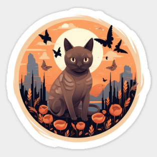Burmese Cat Halloween, Cat Lover Sticker