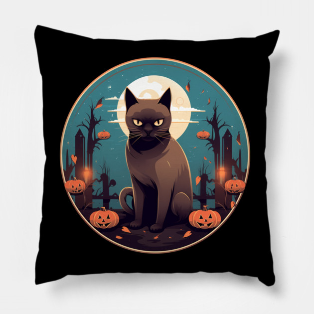 Burmese Cat Halloween, Cat Lover Pillow by logiamerch