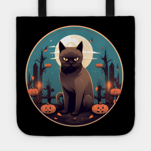 Burmese Cat Halloween, Cat Lover Tote by logiamerch