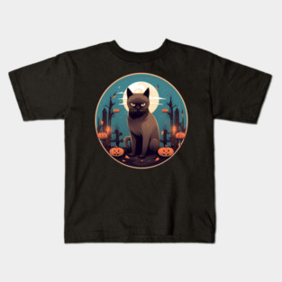 Burmese Cat Halloween, Cat Lover Kids T-Shirt