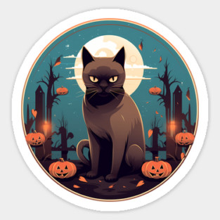 Burmese Cat Halloween, Cat Lover Sticker