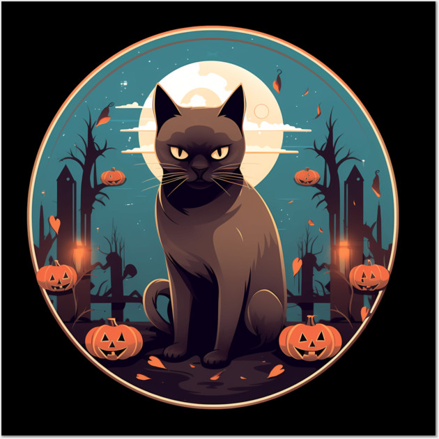 Burmese Cat Halloween, Cat Lover Wall Art by logiamerch