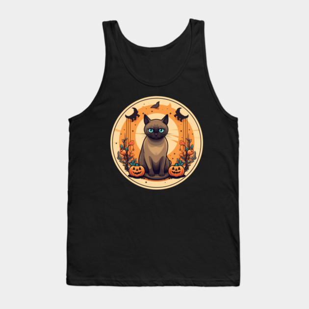 Burmese Cat Halloween, Cat Lover Tank Top by logiamerch
