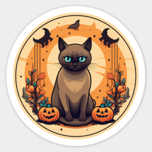 Burmese Cat Halloween, Cat Lover Sticker