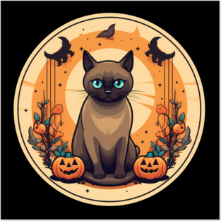 Burmese Cat Halloween, Cat Lover Posters and Art