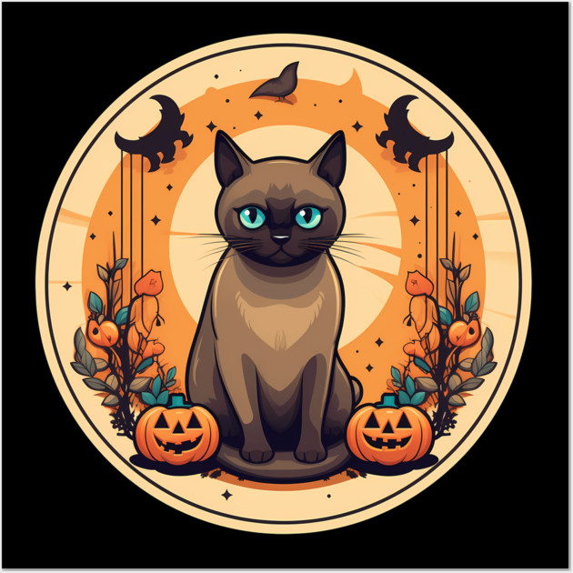 Burmese Cat Halloween, Cat Lover Wall Art by logiamerch