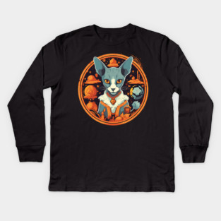Cornish Rex Cat Halloween, Cat Lover Kids Long Sleeve T-Shirt