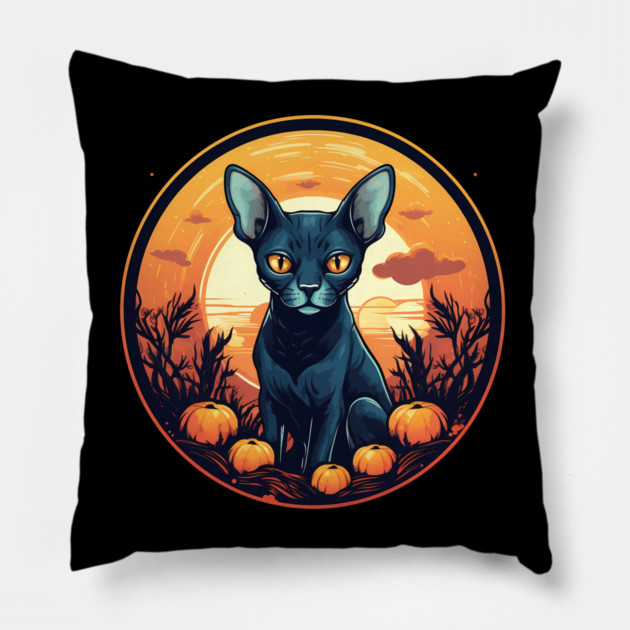 Cornish Rex Cat Halloween, Cat Lover Pillow by logiamerch