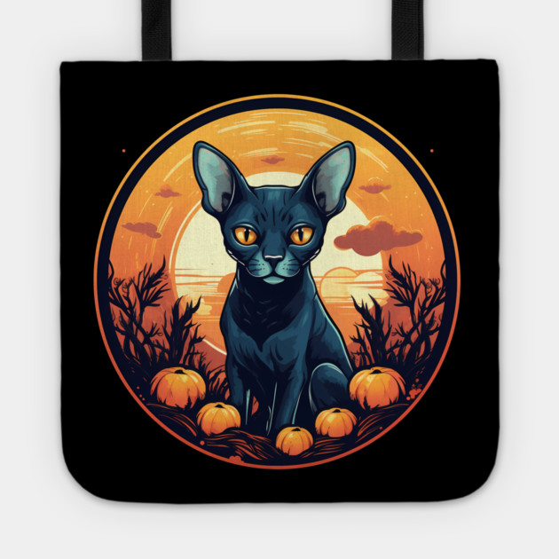 Cornish Rex Cat Halloween, Cat Lover Tote by logiamerch
