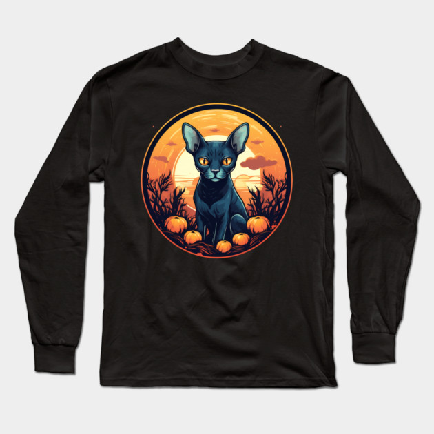 Cornish Rex Cat Halloween, Cat Lover Long Sleeve T-Shirt by logiamerch
