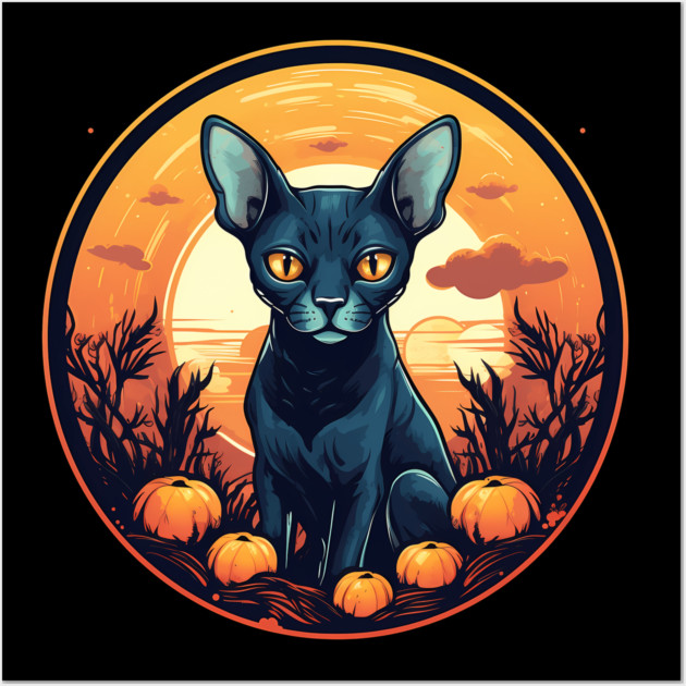 Cornish Rex Cat Halloween, Cat Lover Wall Art by logiamerch