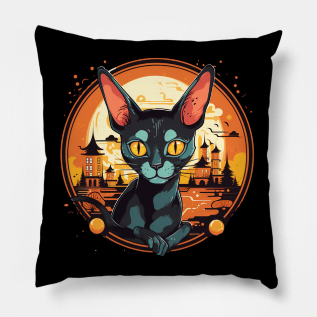 Cornish Rex Cat Halloween, Cat Lover Pillow by logiamerch