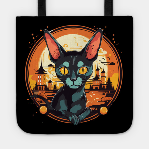 Cornish Rex Cat Halloween, Cat Lover Tote by logiamerch