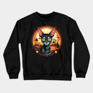 Cornish Rex Cat Halloween, Cat Lover Crewneck Sweatshirt