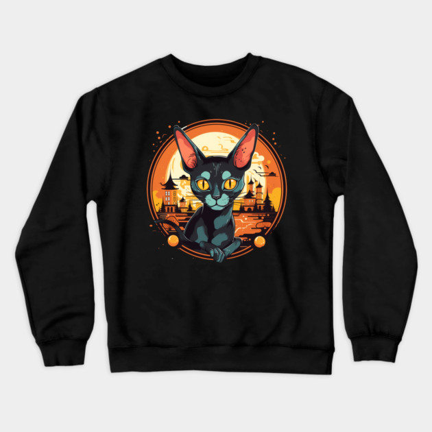 Cornish Rex Cat Halloween, Cat Lover Crewneck Sweatshirt by logiamerch