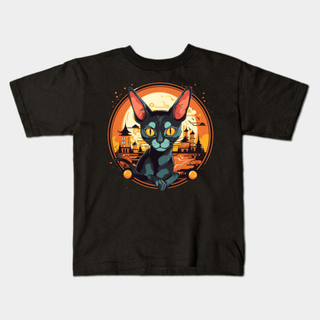 Cornish Rex Cat Halloween, Cat Lover Kids T-Shirt by logiamerch