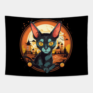 Cornish Rex Cat Halloween, Cat Lover Tapestry