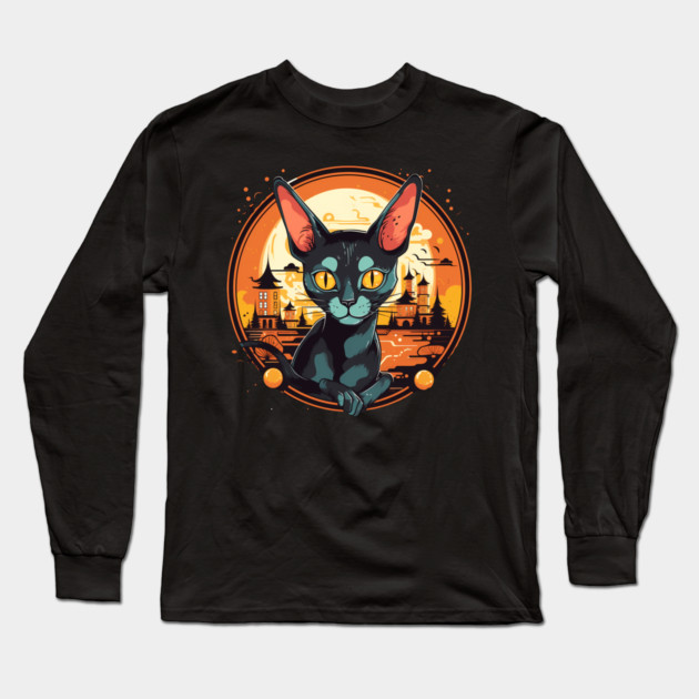 Cornish Rex Cat Halloween, Cat Lover Long Sleeve T-Shirt by logiamerch