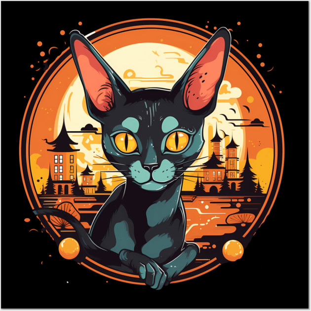 Cornish Rex Cat Halloween, Cat Lover Wall Art by logiamerch