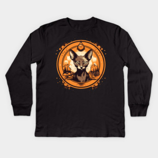 Cornish Rex Cat Halloween, Cat Lover Kids Long Sleeve T-Shirt