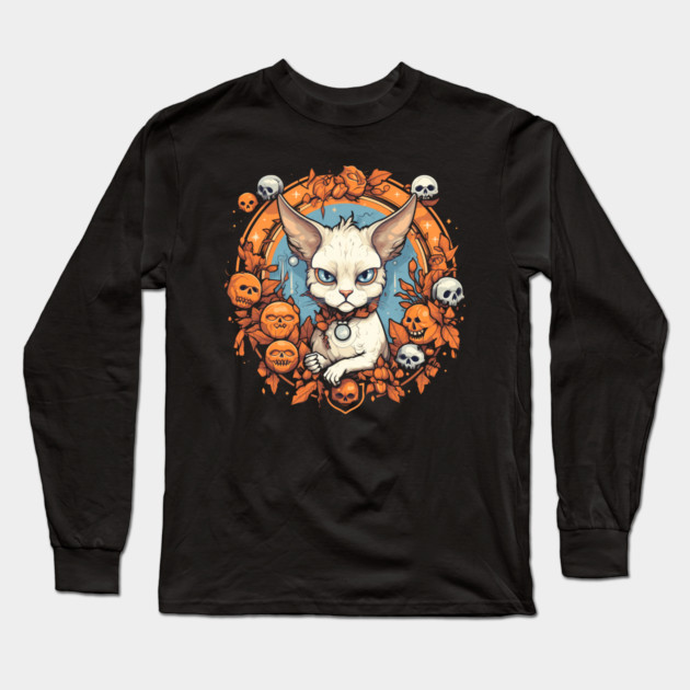 Devon Rex Cat Cat Halloween, Cat Lover Long Sleeve T-Shirt by logiamerch