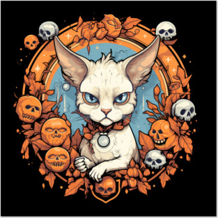 Devon Rex Cat Cat Halloween, Cat Lover Posters and Art