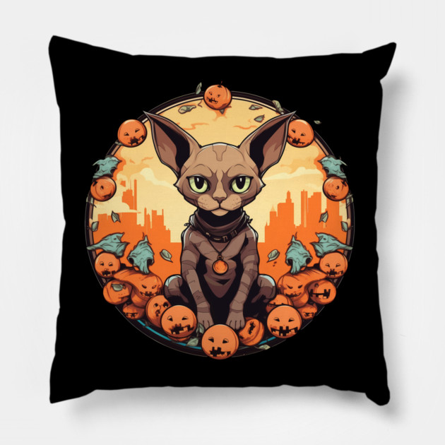 Devon Rex Cat Cat Halloween, Cat Lover Pillow by logiamerch