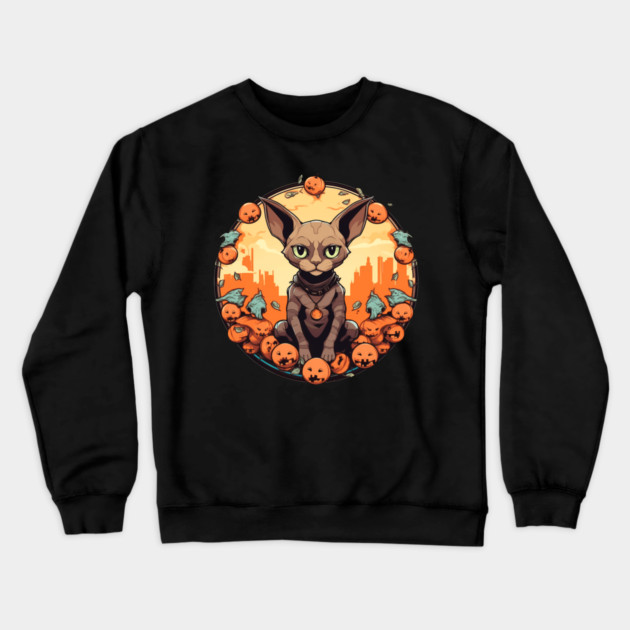 Devon Rex Cat Cat Halloween, Cat Lover Crewneck Sweatshirt by logiamerch