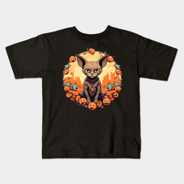 Devon Rex Cat Cat Halloween, Cat Lover Kids T-Shirt by logiamerch