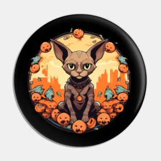 Devon Rex Cat Cat Halloween, Cat Lover Pin