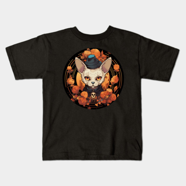 Devon Rex Cat Cat Halloween, Cat Lover Kids T-Shirt by logiamerch