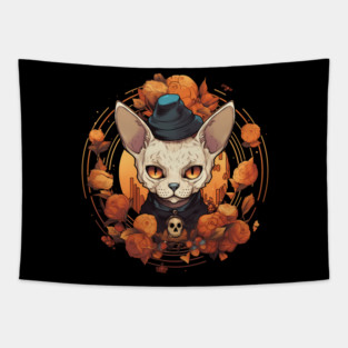 Devon Rex Cat Cat Halloween, Cat Lover Tapestry