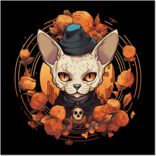 Devon Rex Cat Cat Halloween, Cat Lover Posters and Art