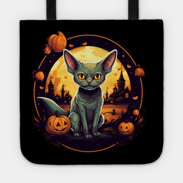 Devon Rex Cat Cat Halloween, Cat Lover Tote by logiamerch