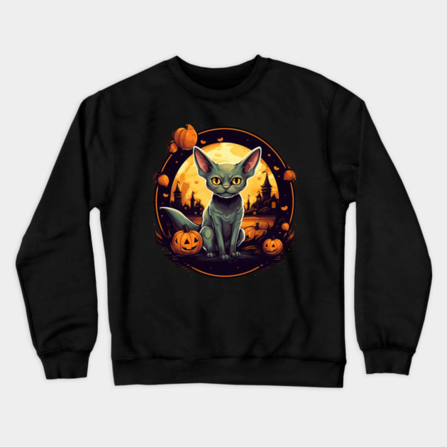 Devon Rex Cat Cat Halloween, Cat Lover Crewneck Sweatshirt by logiamerch
