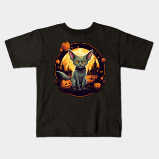Devon Rex Cat Cat Halloween, Cat Lover Kids T-Shirt