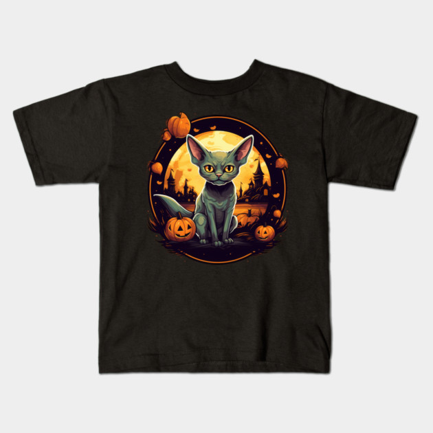 Devon Rex Cat Cat Halloween, Cat Lover Kids T-Shirt by logiamerch