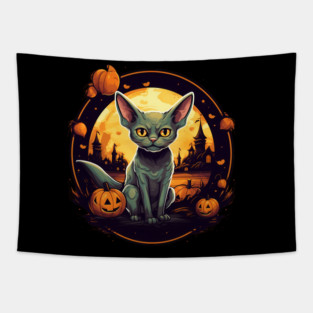 Devon Rex Cat Cat Halloween, Cat Lover Tapestry