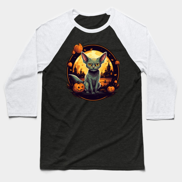 Devon Rex Cat Cat Halloween, Cat Lover Baseball T-Shirt by logiamerch